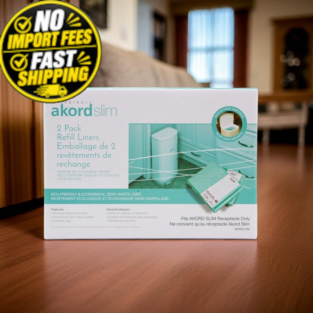 Janibell Akord Slim Adult Diaper Pail Refill Liners, 2 Count – Fits 7 gallon