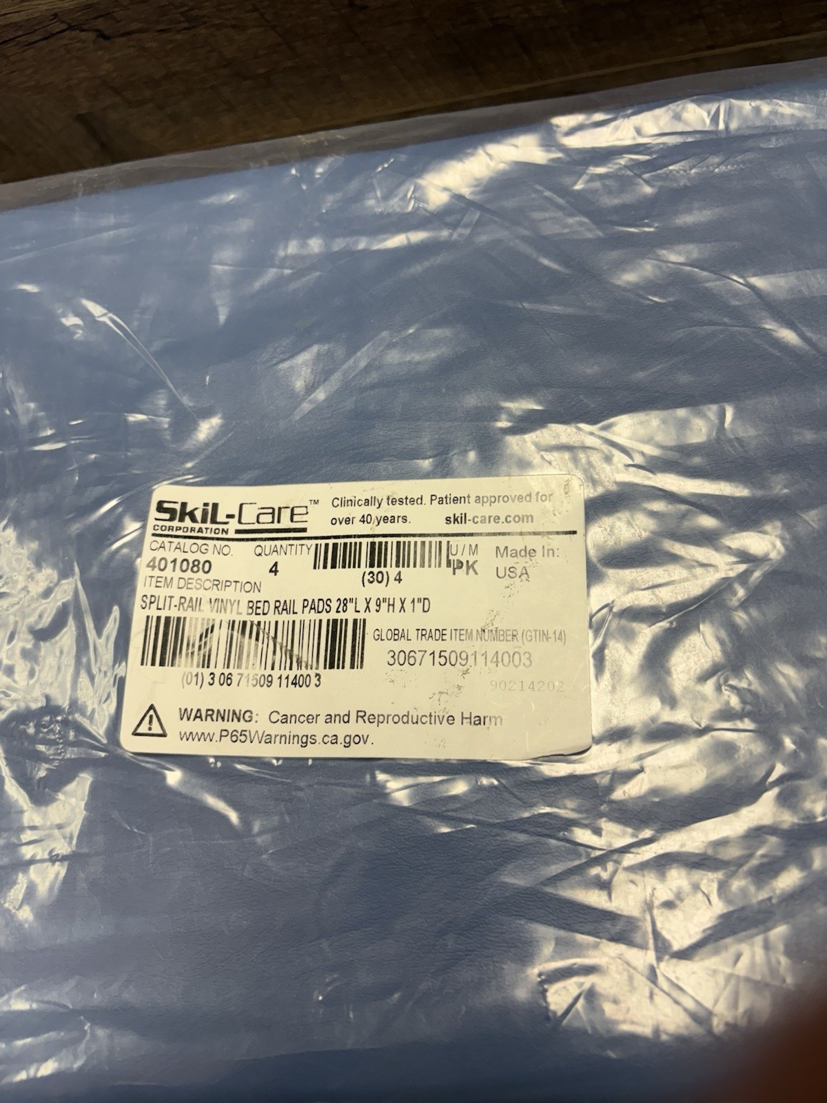 SkiL-Care Split-Rail Vinyl Bed Rail Pads 28”x9”x1” 4 Pack Cat # 401080 New