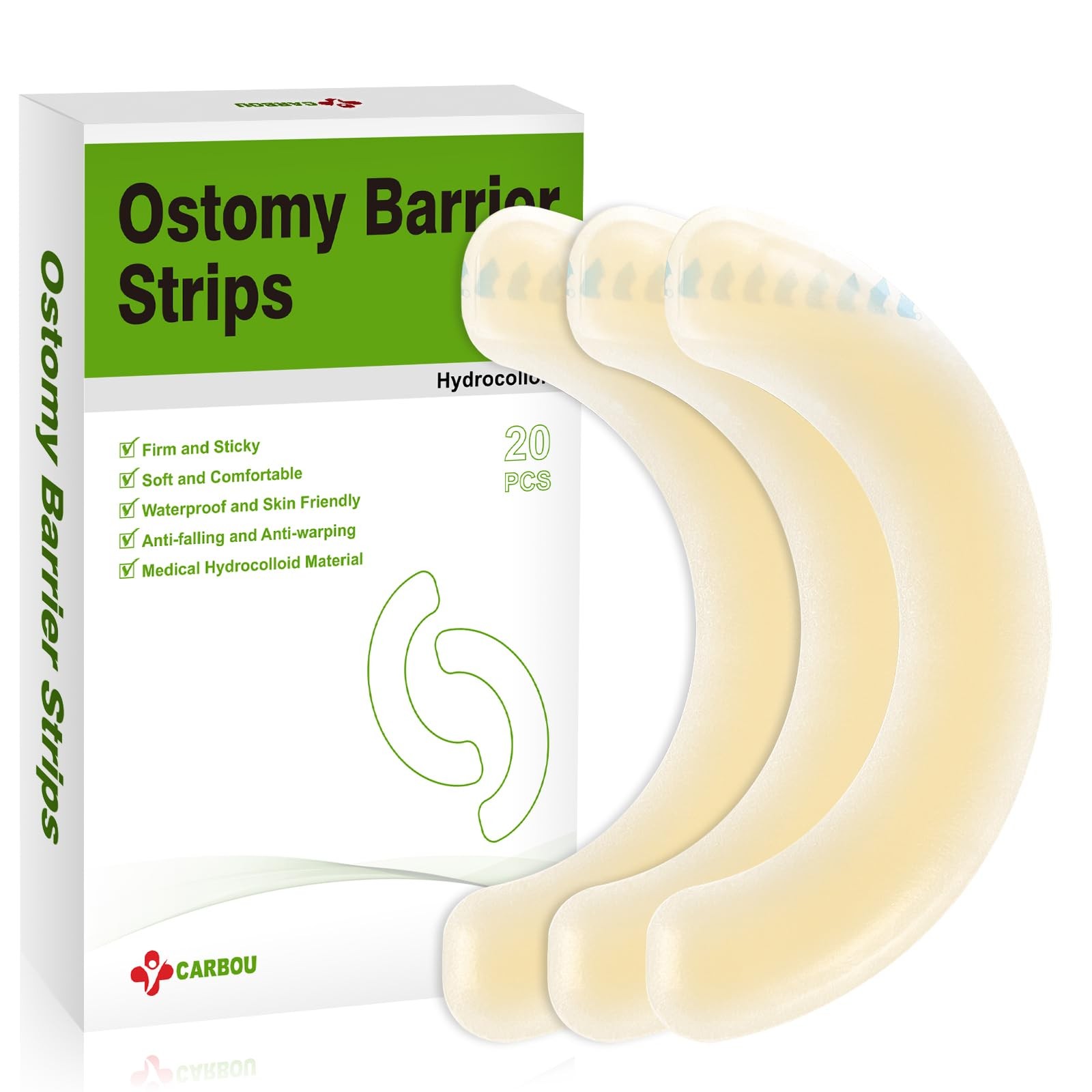 Carbou 20 Pcs Elastic Ostomy Barrier Strips – Medical Grade Hydrocolloid Wate…