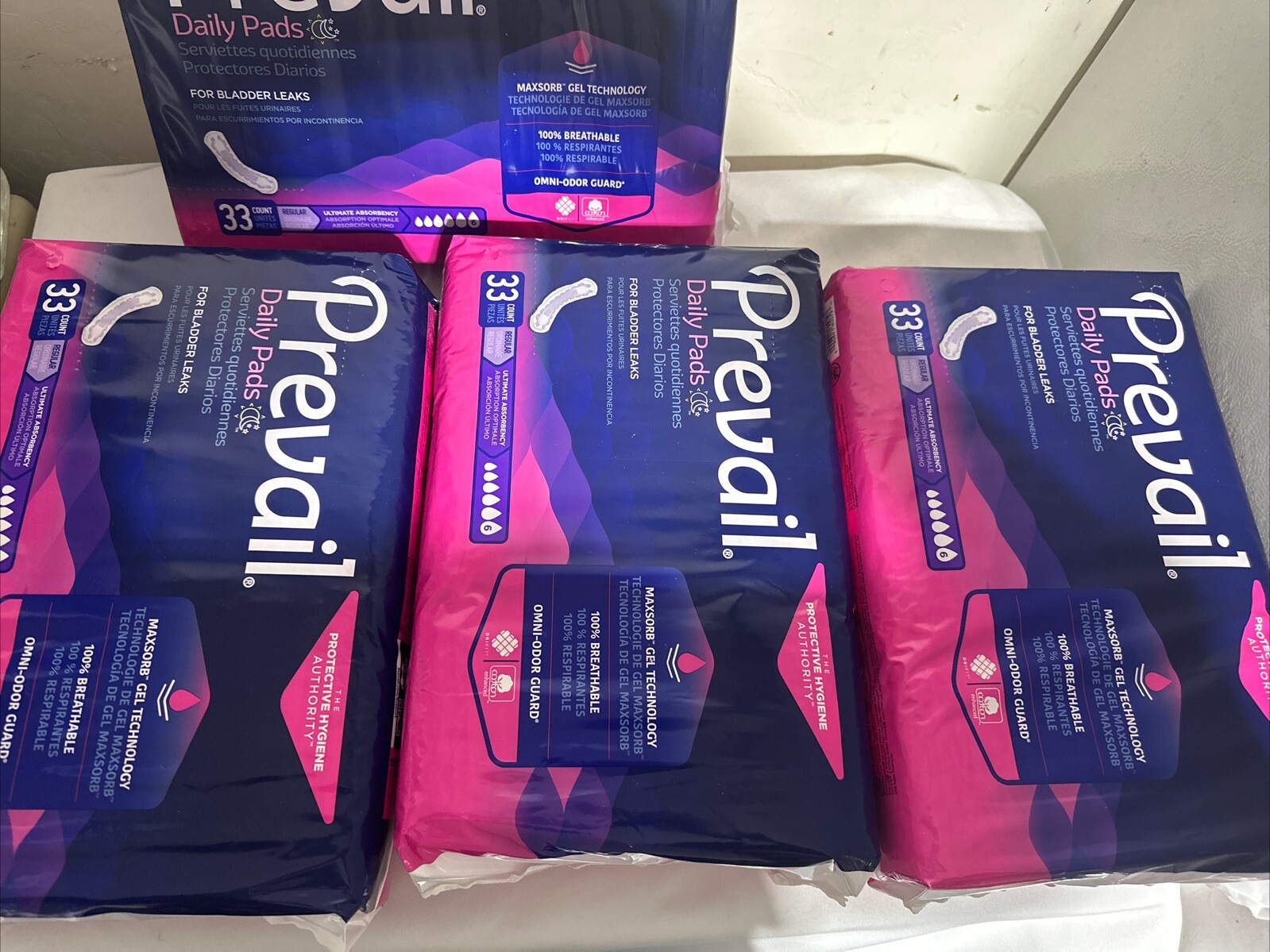 Prevail Daily Pads 33 Count Ultimate Absorbency Set Of 4 Bags