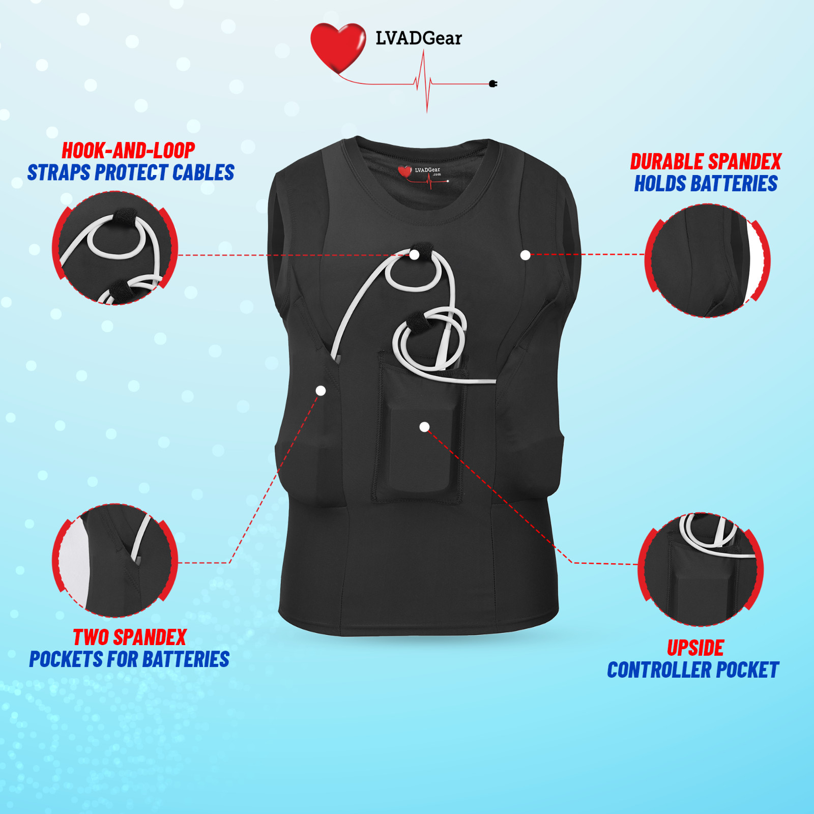 LVAD Women’s Tank Top for HeartMate – Black, White, Beige, Sizes S-3XL