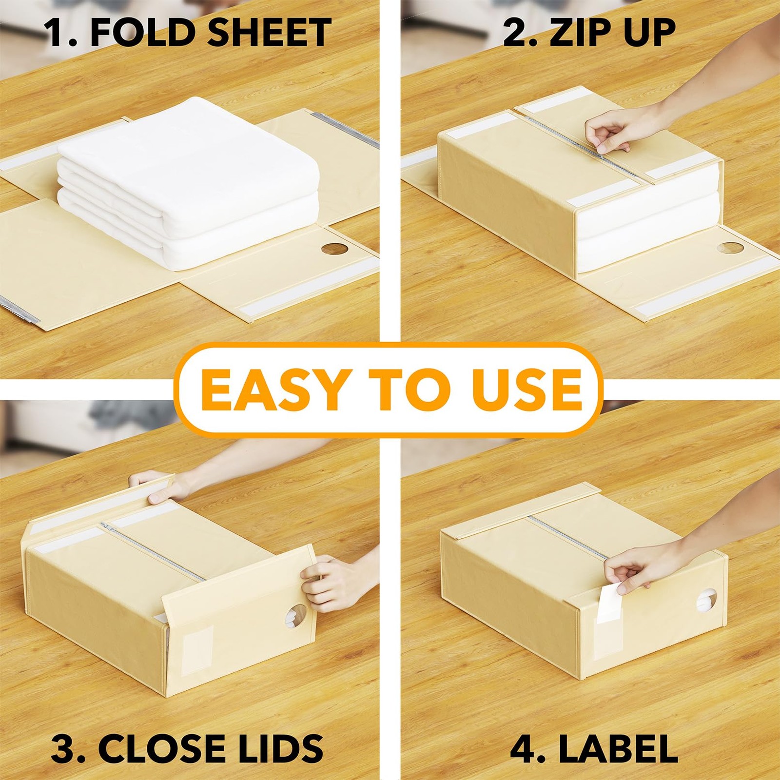 8 Pack Bed Organizers and Storage, Foldable Organizer for Linen Closet, Sheet…