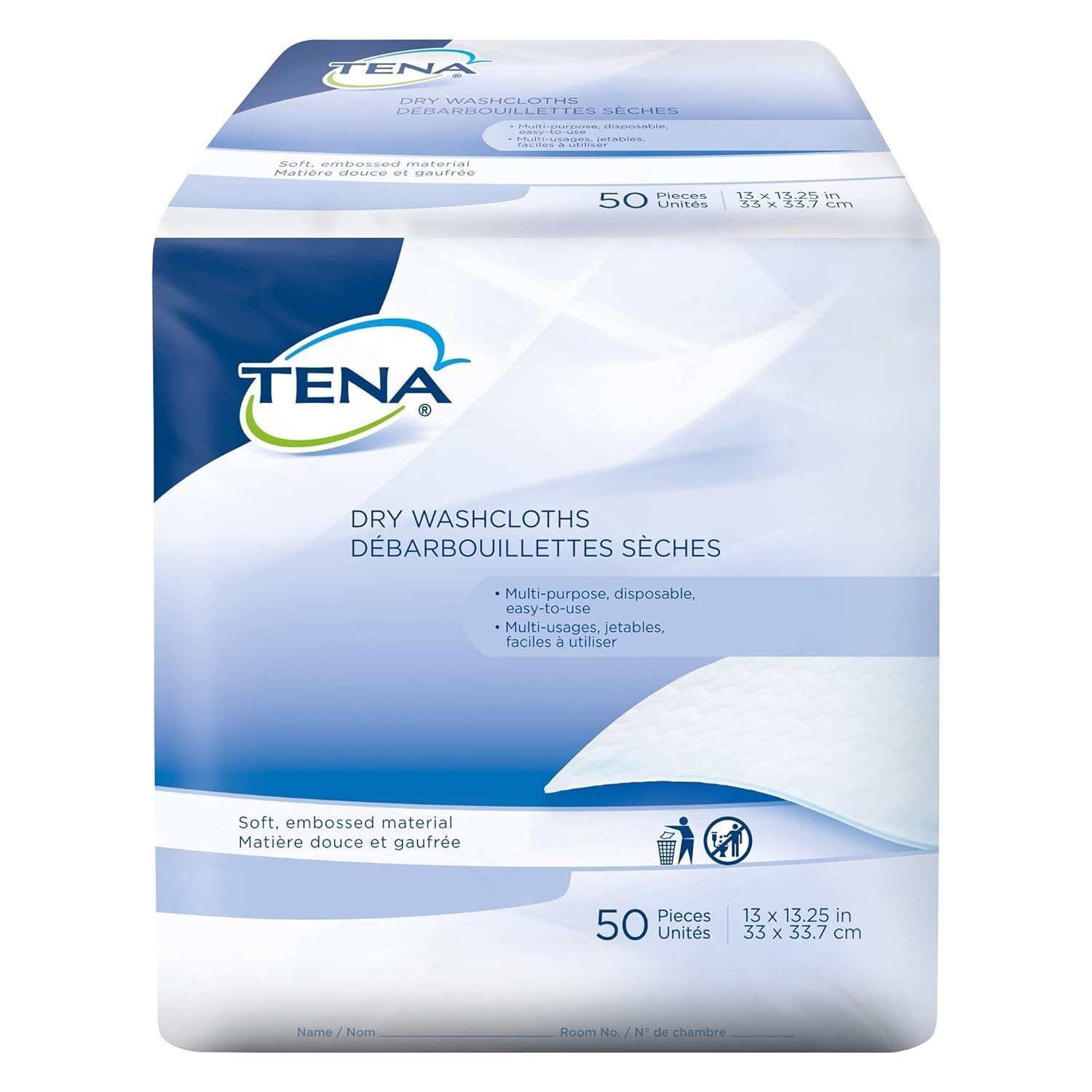 TENA Adult Wipe or Washcloth 10-1/4 X 13 Inch 50 pieces per pack.