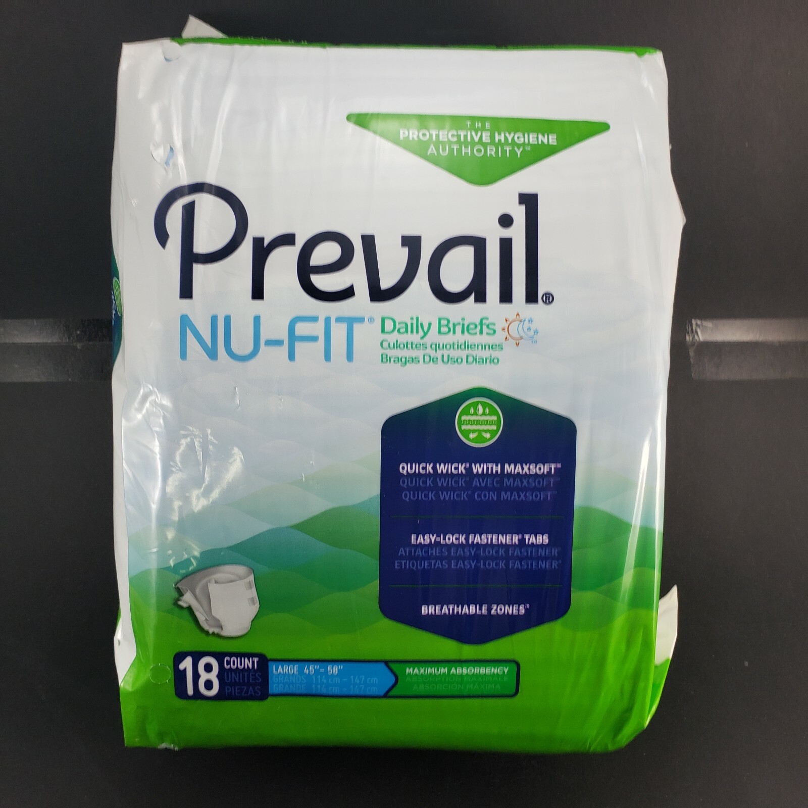 Prevail Nu Fit Daily Briefs Large 18 Ct Sealed Adult Incontinence Protection