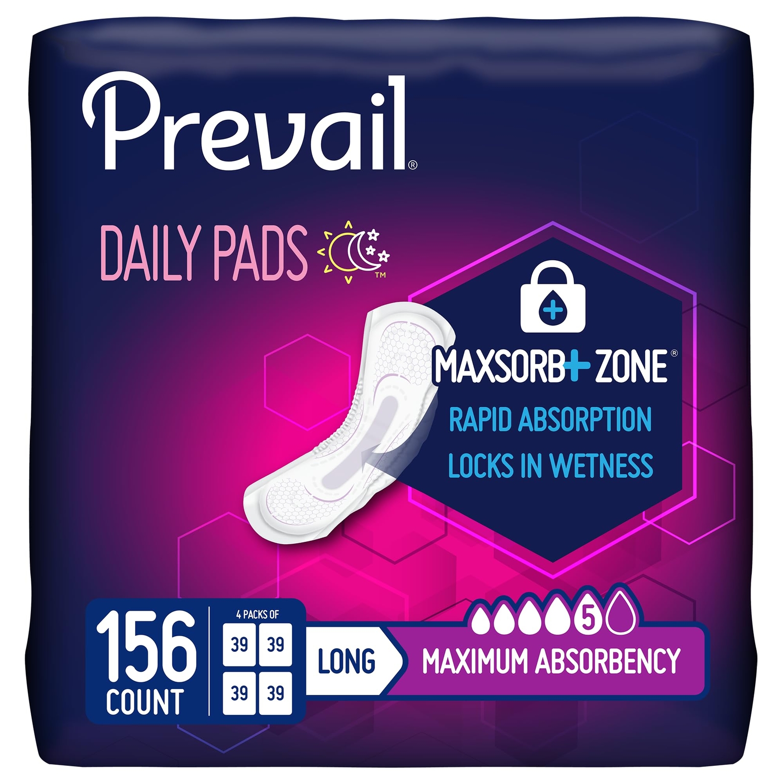 156 Count Long White Femfit Bladder Control Pads with Odor Control and Comfort