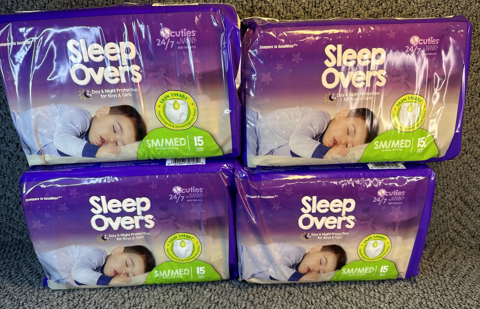 Cuties SleepOvers Pull Up Youth Pants SM/MED 38-65 lbs 60 Count (case of 4)