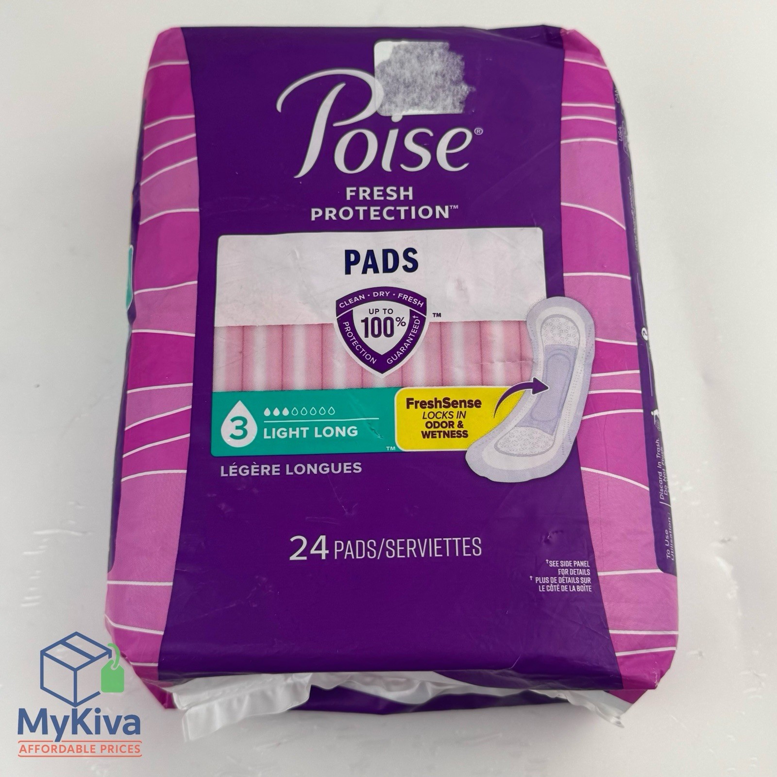 Poise Incontinence Pads Fresh Protection Light Long – 24 Count