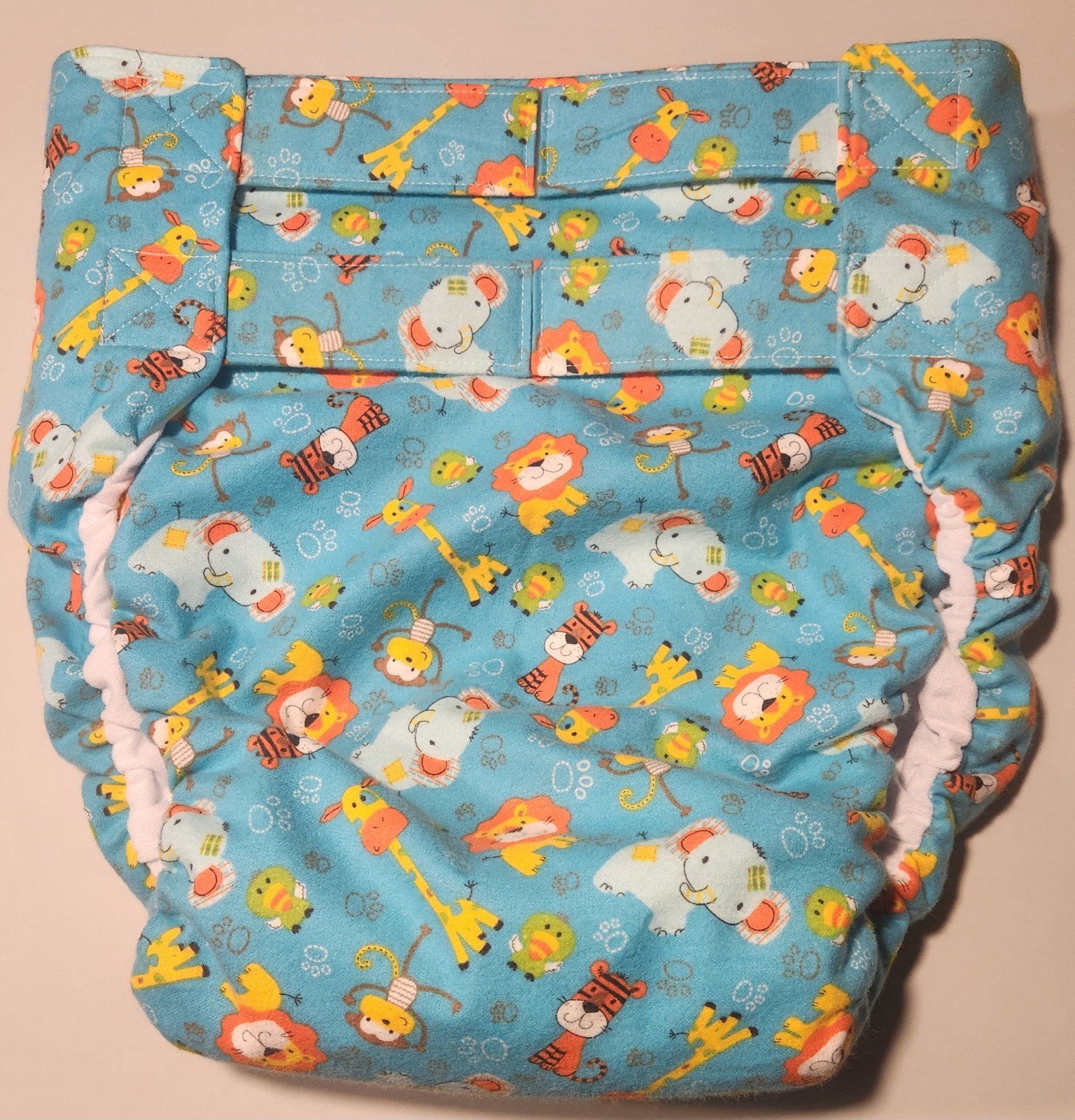 Dependeco All In One flannel adult baby diaper S/M/L/XL (animals on aqua)