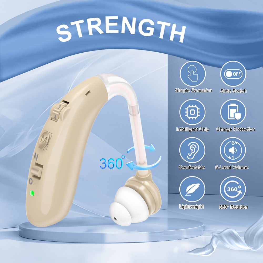 1Pair Hearing Aids for Seniors Rechargeable w/ Noise Canceling Hearing Amplifier