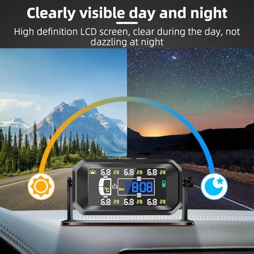 RV TPMS, Solar USB Tire Monitor for RV Trailer Truck, 144PSI with 6 Sensors |