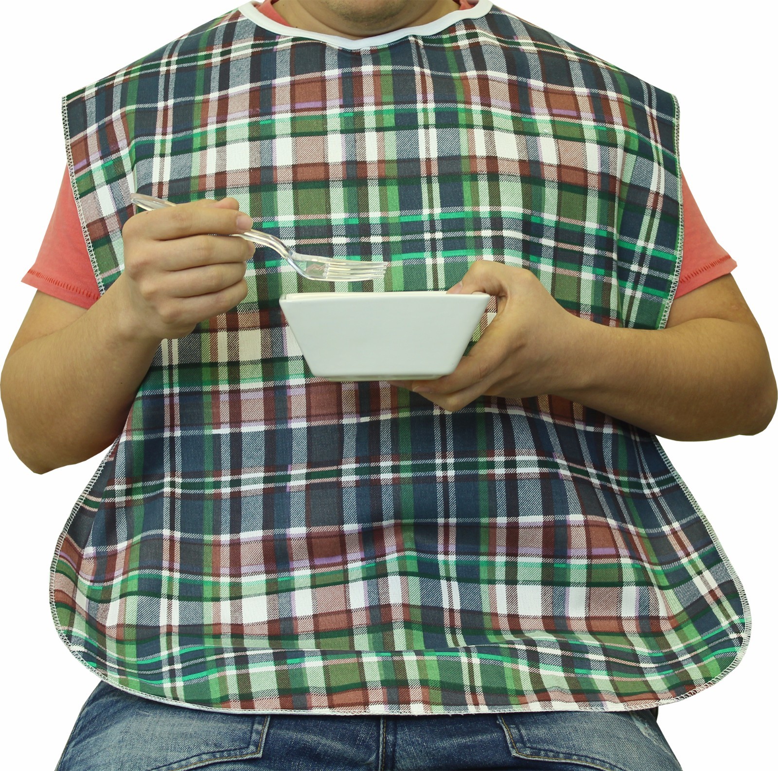 Extra Wide Adult Bib with Waterproof Vinyl Backing and Snap Closure – “22 X”32