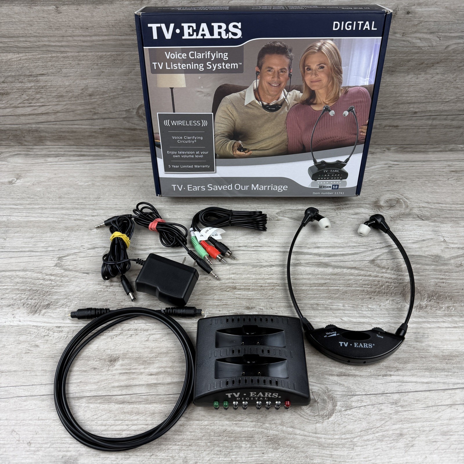 TV Ears Wireless Dual Digital Voice Clarifying Headphones Listening System 11641