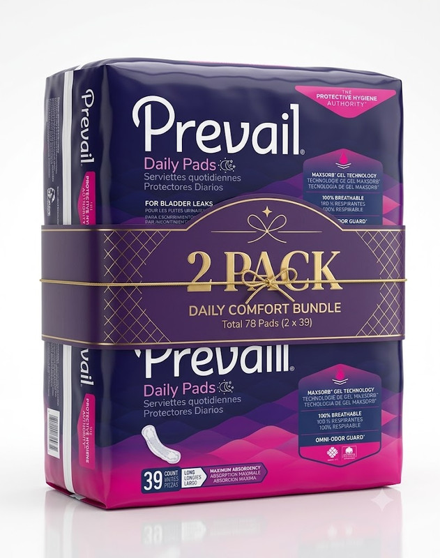 2 Pack Prevail Daily Incontinent Pad 13″ L Long Length PV-915/1, Maximum, 39 Ct