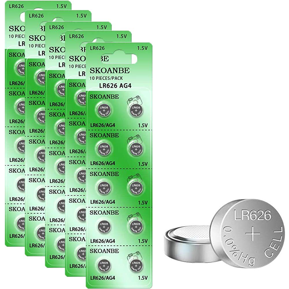 SKOANBE 50PCS SR626SW LR626 AG4 377 1.5V Button Coin 10 Count (Pack of 5)