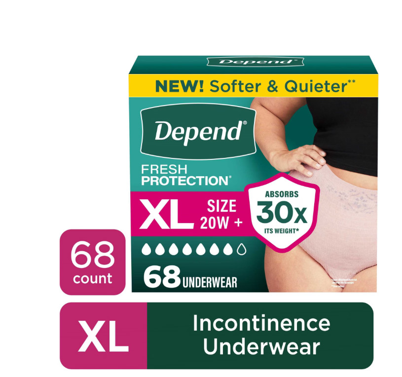 Depend Fresh Protection Women XL Incontinence Underwear 68 Ct Adult Diapers