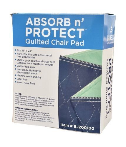 Blue Jay Reusable Absorbent Chair Pad 18×24″ for Waterproof Protection Pack of 2