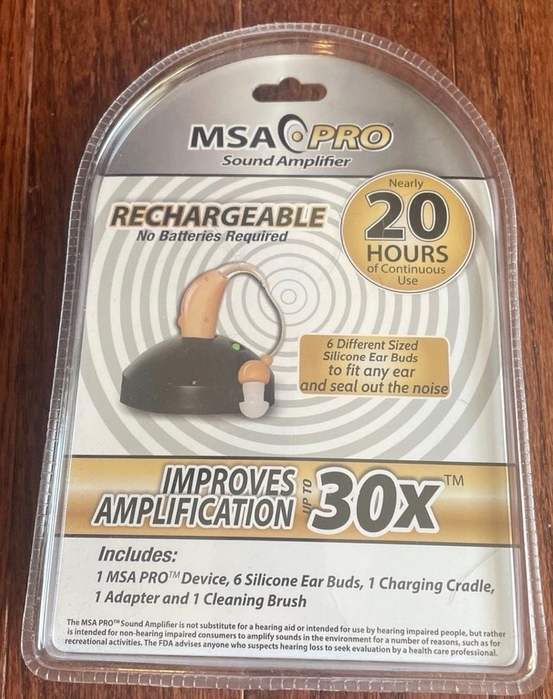 MSA PRO Rechargeable Sound Amplifier with Charging Cradle – 30X Amplification