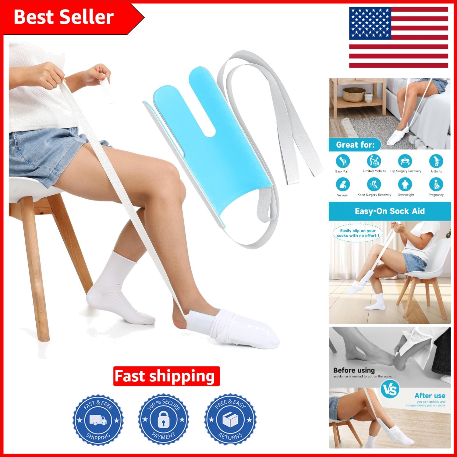 Adjustable Sock Aid & Pants Helper for Limited Mobility – Regain Independence