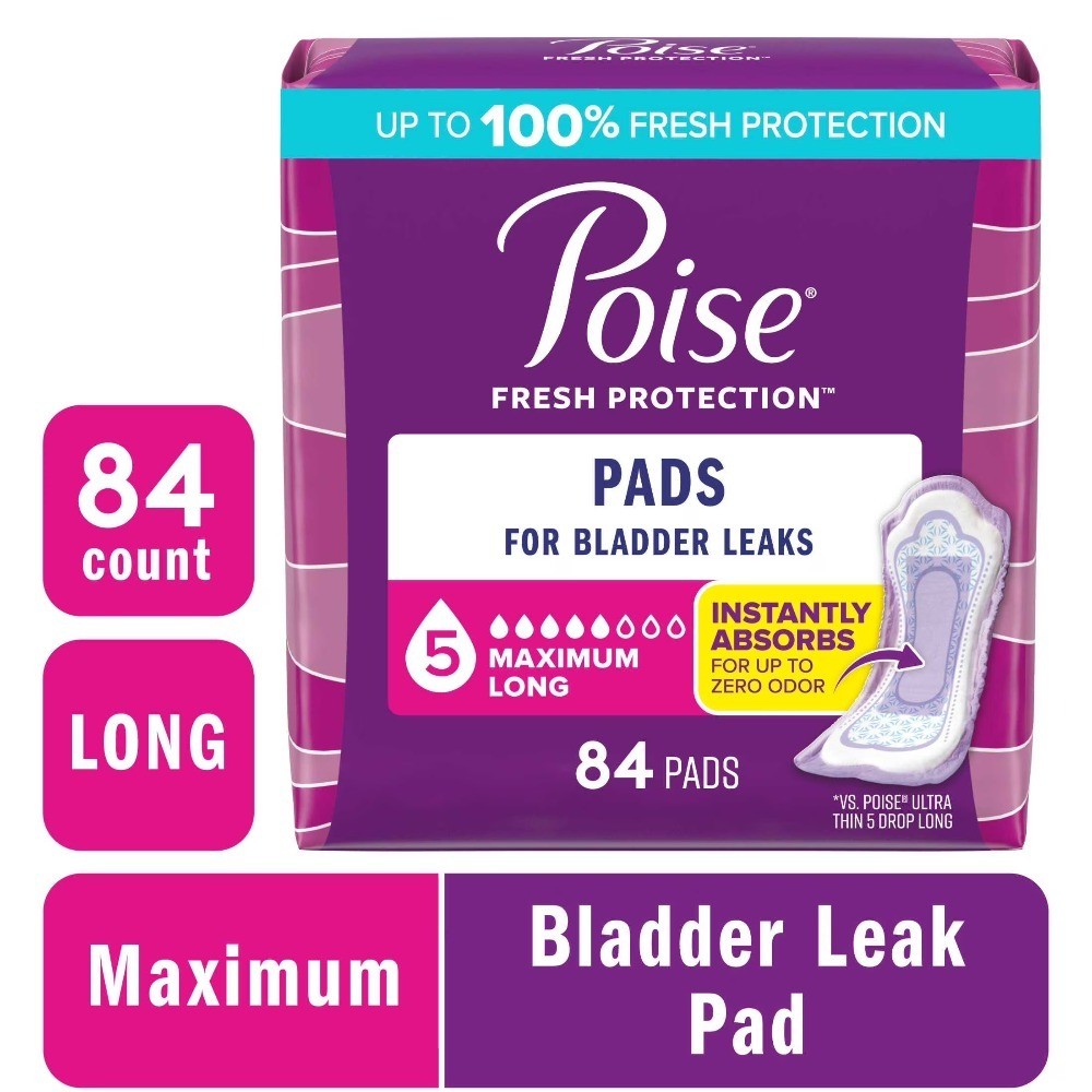 Incontinence Pads for Women Maximum Absorbency Long Length 84 Count 5 Drop