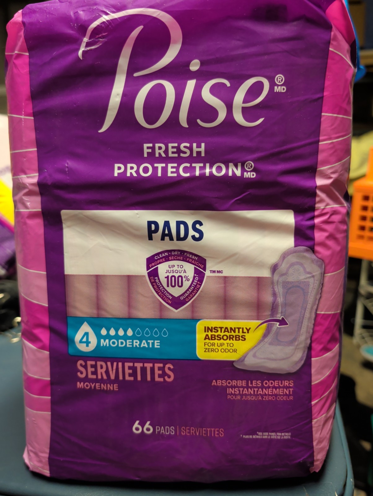 Poise 4 Drop Moderate Absorbency Incontinence Pads – Pack of 66