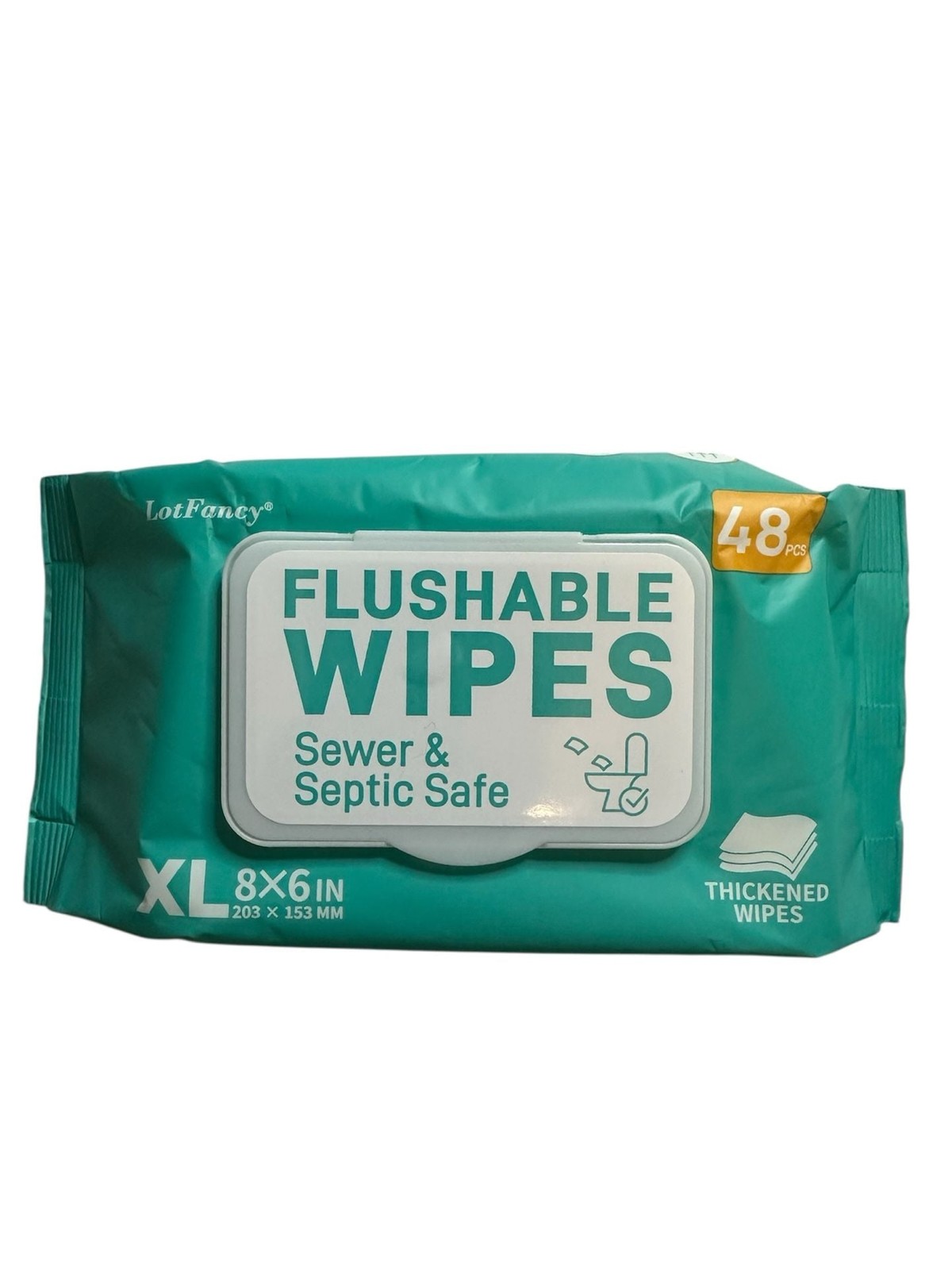 LotFancy Flushable Wipes XL 8x6in 48 Count Pack