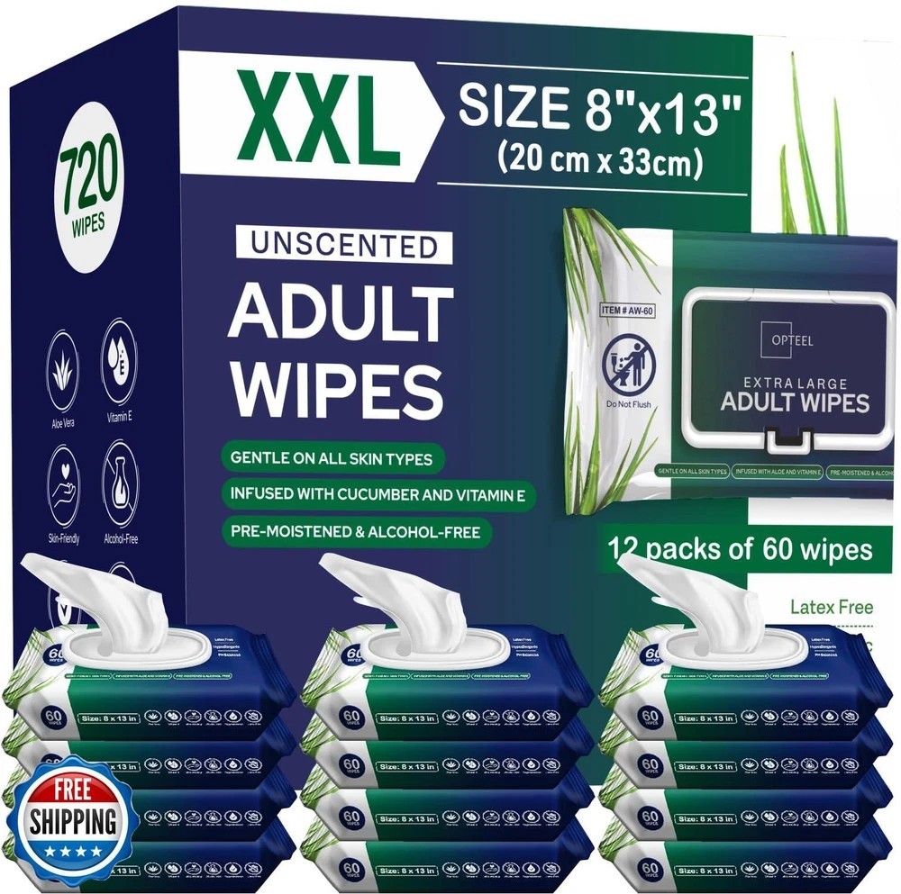 Adult Wipes For Elderly – 8″x13″ Extra Large and Soft Wet Wipes for Adults