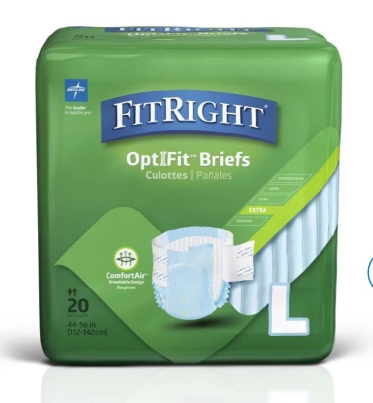 2x MedLine FitRight OptiFit Briefs 20 Pk Large L Ultra Adult Diapers Comfort Air
