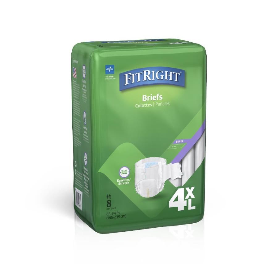 Medline FitRight Bariatric Brief 4XL Adult Unisex 65-94″ Hip Night/Max Absorb, 8