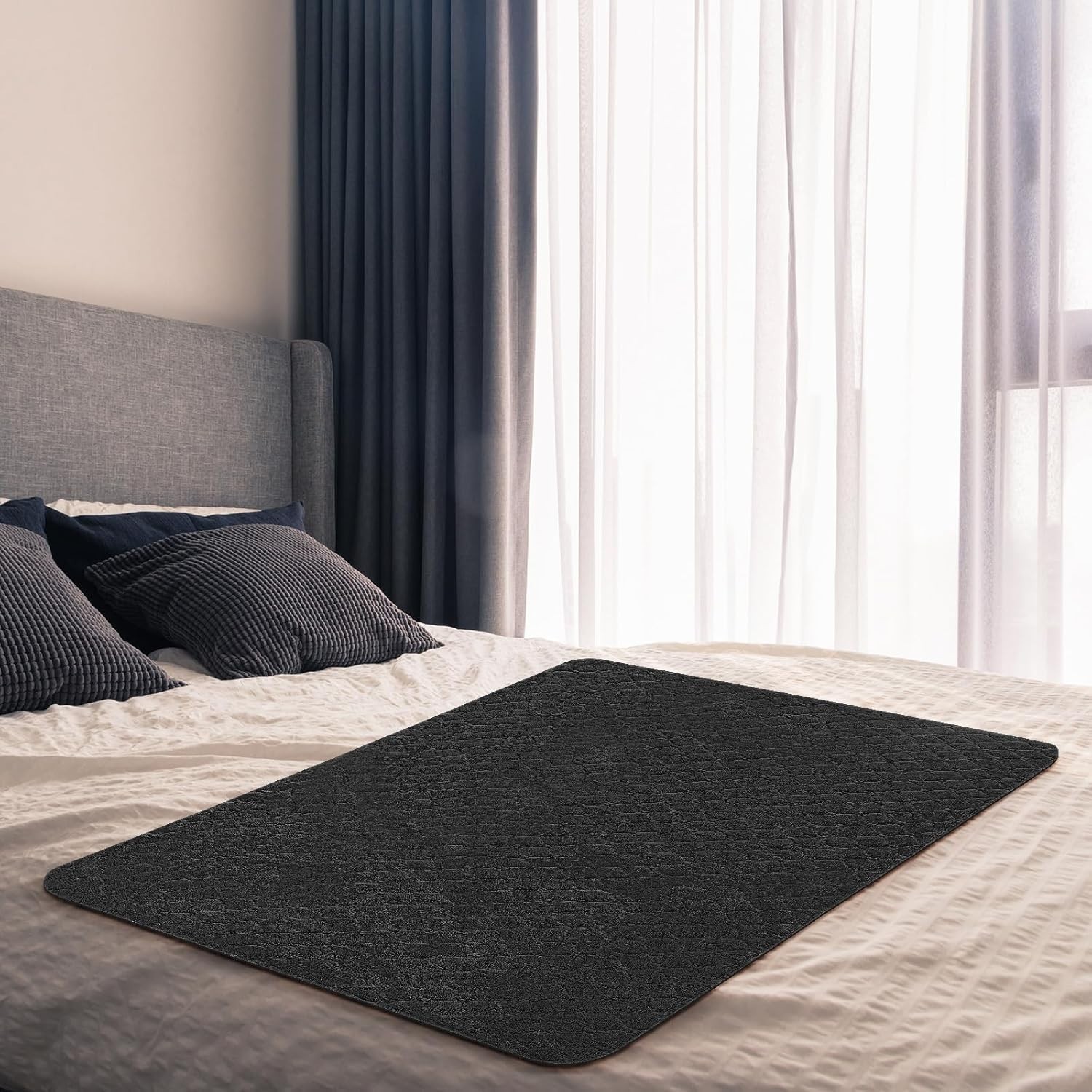 Waterproof Mat Blanket 27.5×27.5 Inch Black Coral Fleece TPU Bed Incontinence