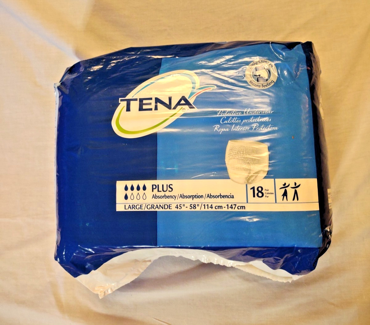 New Tena Protective Pull-On Underwear | Large (45″-58″) Plus Absorbency 18 Count