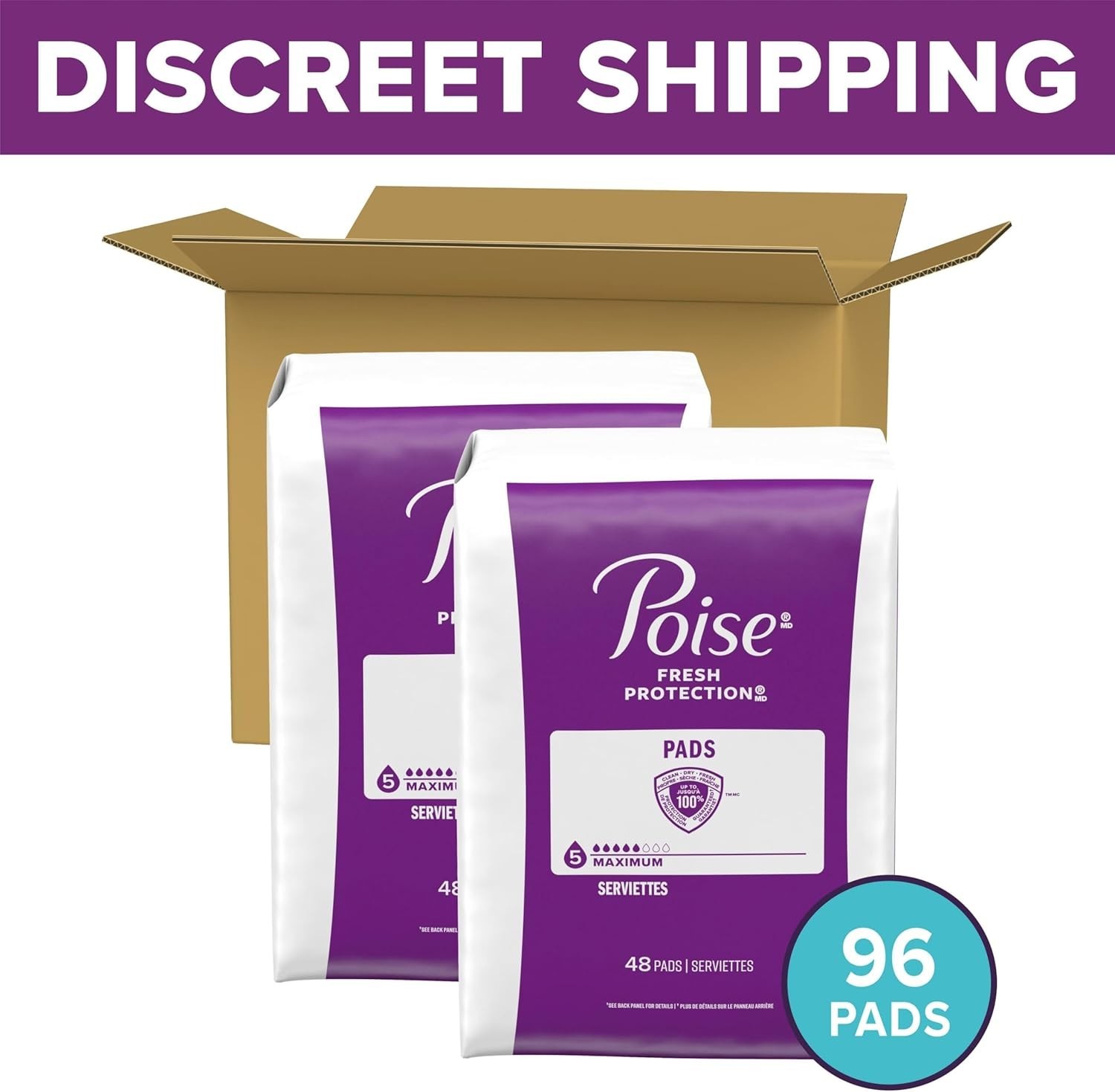 ContourFit Incontinence & Postpartum Pads – 96 Count, 5 Drop Maximum Absorbency
