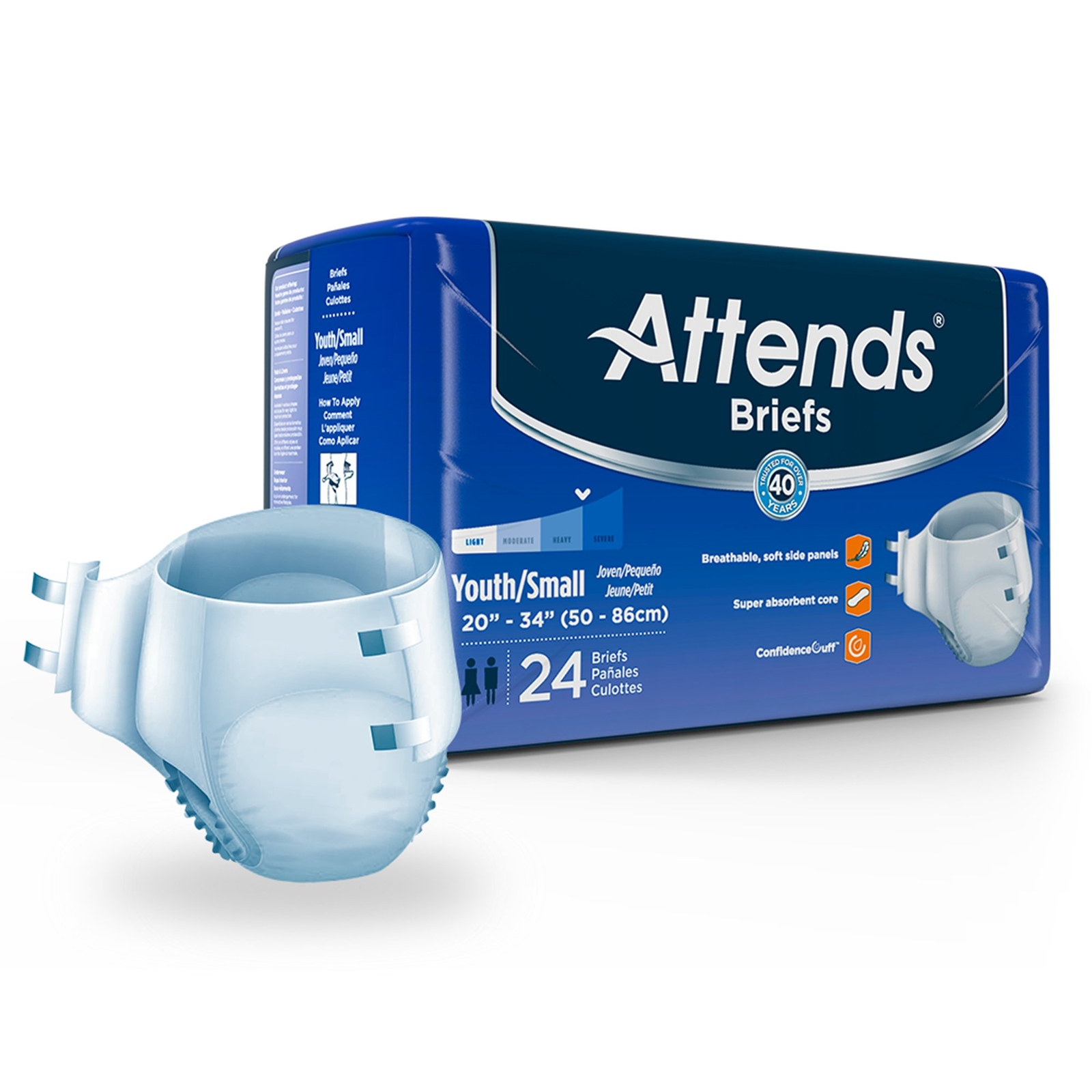 Attends Youth Incontinence Brief S Heavy Absorbency DD10 96 Ct