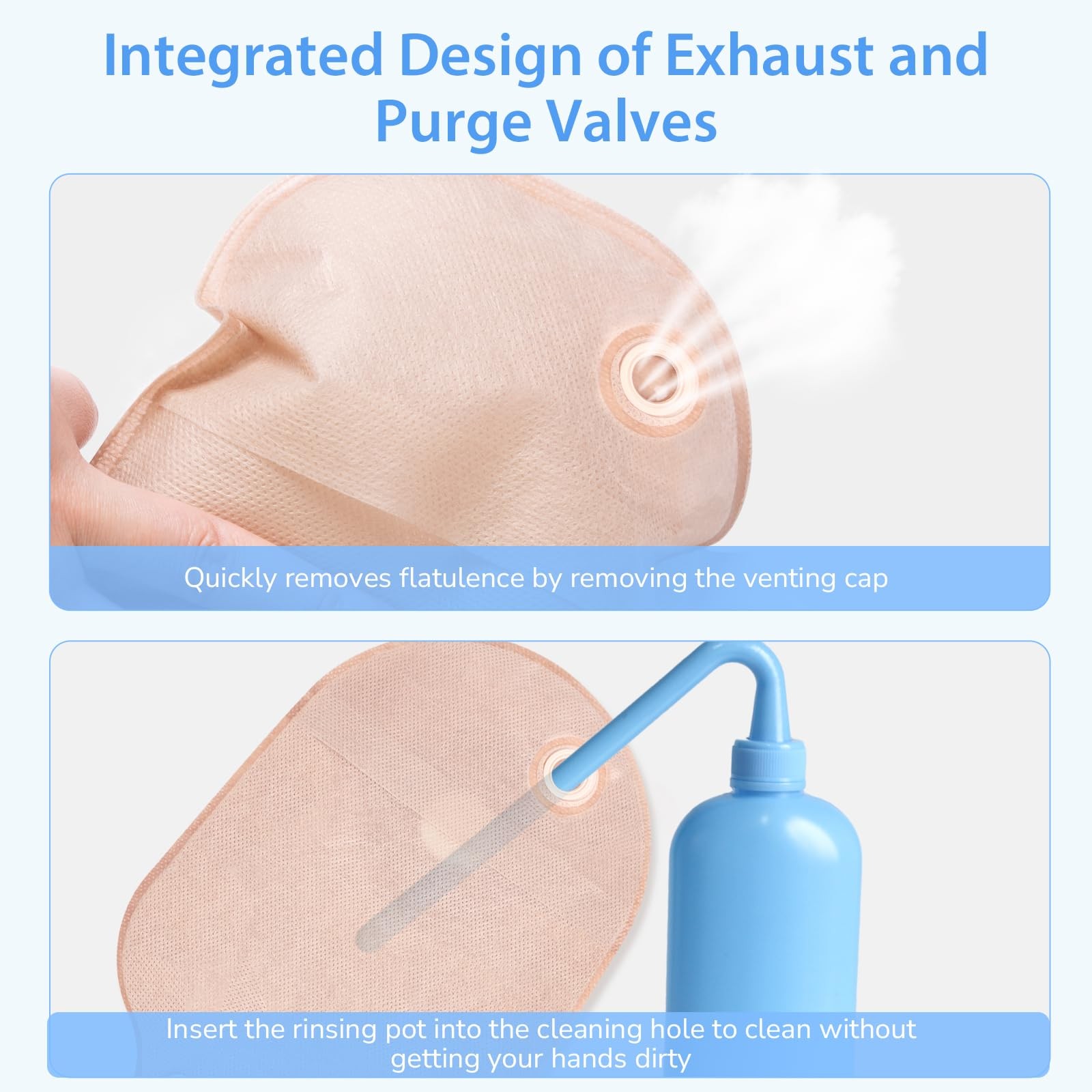20 PCS Colostomy Bags, One Piece Ostomy Bag, Exhaust Valve, 60 mm