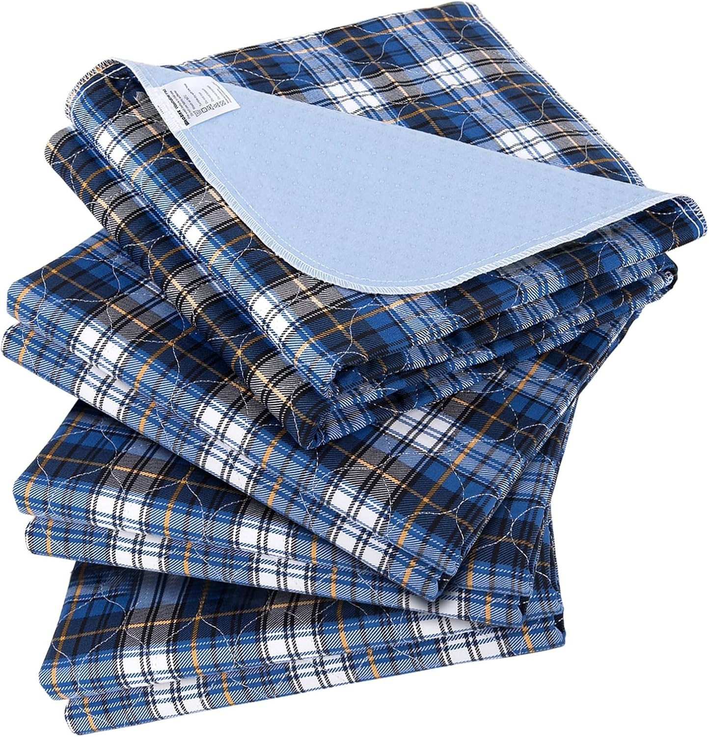 34″ x 36″ Blue Washable Bed Pads – Non-Slip Waterproof Protection 4 Pack