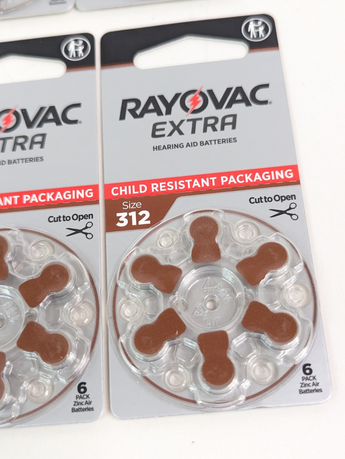 Rayovac EXTRA 312 Brown Hearing Aid Batteries 312CR-6XEUS Exp 05/2029 60 Pack