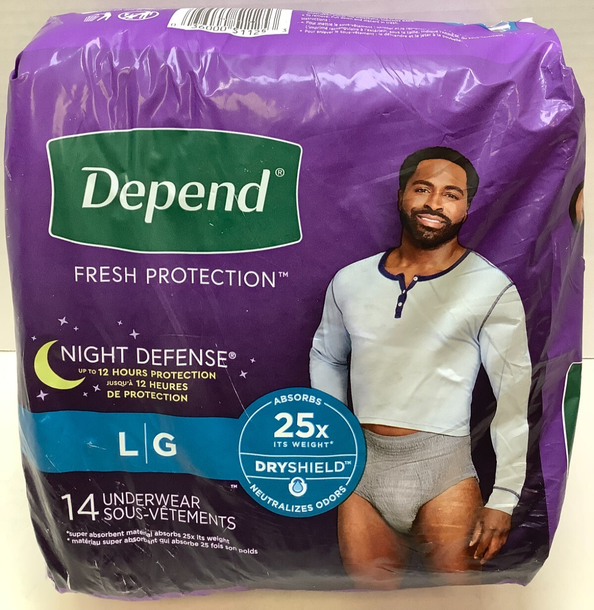 Depend Night Defense Adult Incontinence Underwear for Men, Large, 14Ct