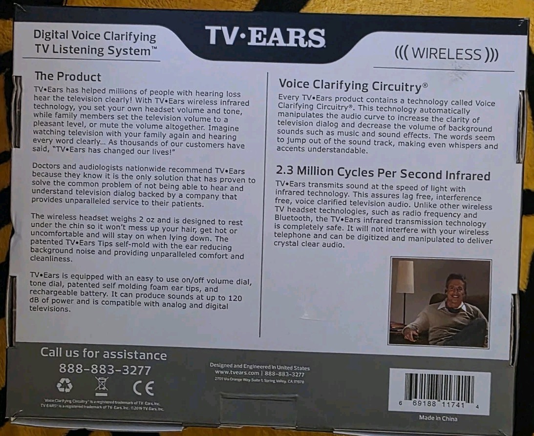 TV Ears 5.0 Wireless Headset System Dual 11741 TV Listening Hearing Assist