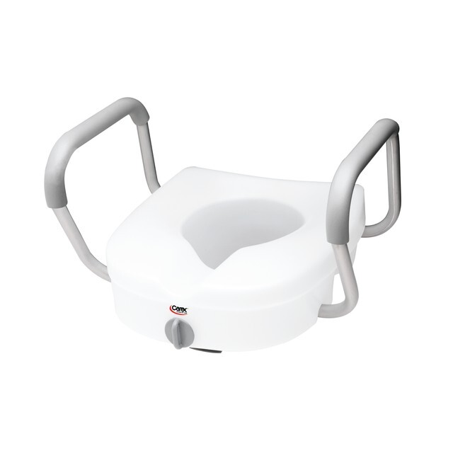 E-Z Lock Raised Toilet seat with ajustable armrest 