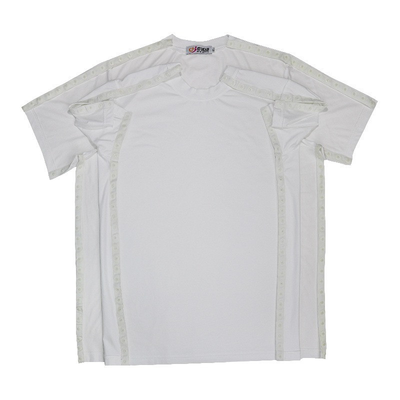 Unisex Patients T-shirt Top Hidden Buckle for Incontinence Bedridden Elderly New