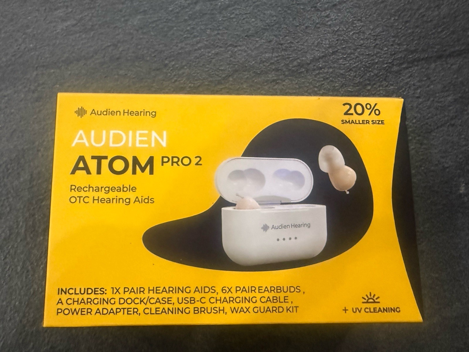 Audien ATOM PRO 2 Wireless Rechargeable OTC Hearing Aid- Pre-Owned!