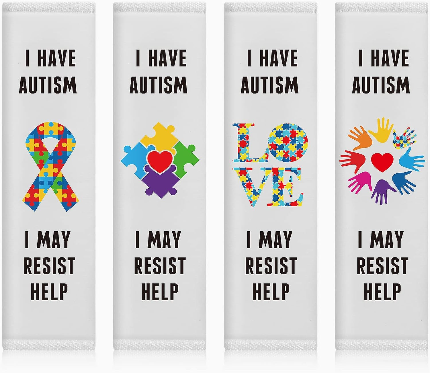 Autism Seat Belt Cover 4 Pack Non Verbal Child in Vehicle Car Truck SUV