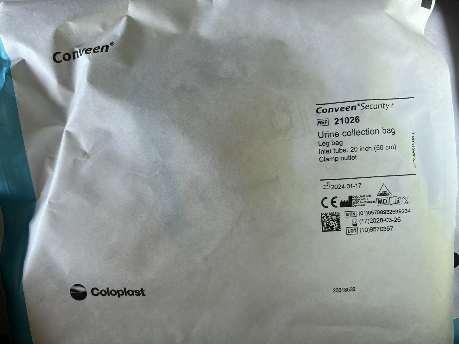 Coloplast Conveen Security Urine Collection Bag 21026 Leg Bag Exp 2028 Lot of 10