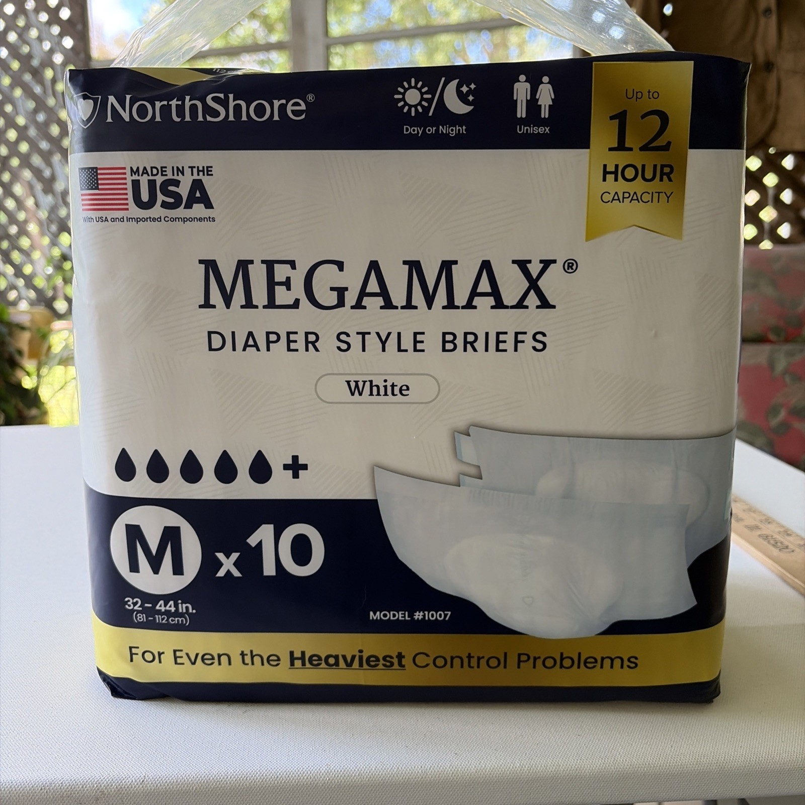 NorthShore MegaMax Adult Diapers Medium (32-44) White Tab Briefs 10 Count
