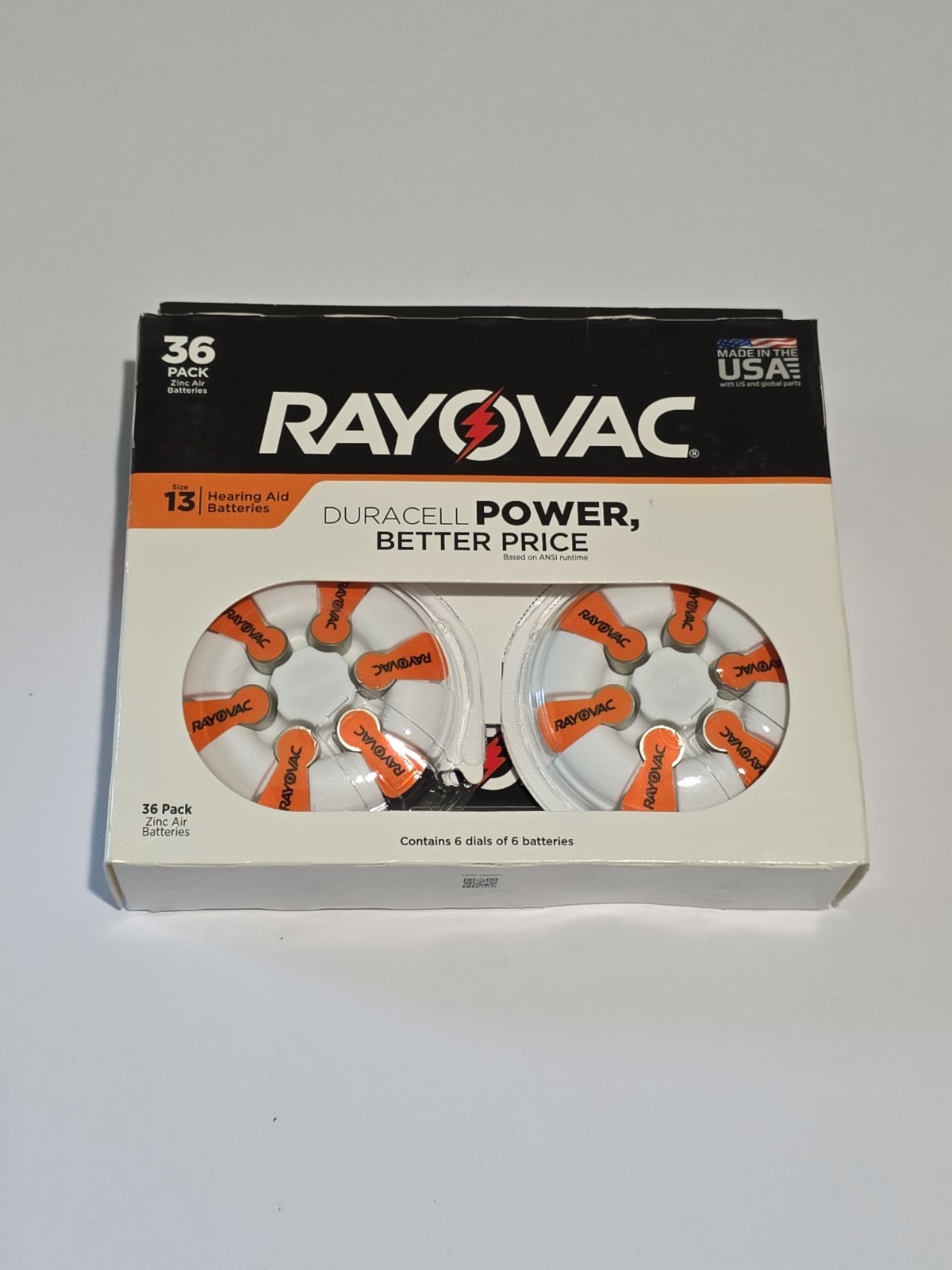 Rayovac Hearing Aid Batteries Size 13 (36 PACK) BRAND NEW IN BOX