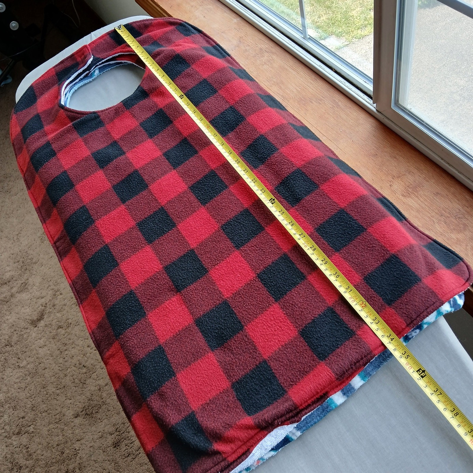Handmade Adult Bib flannel terry cloth single patch hook-loop closure 34″x19.5″