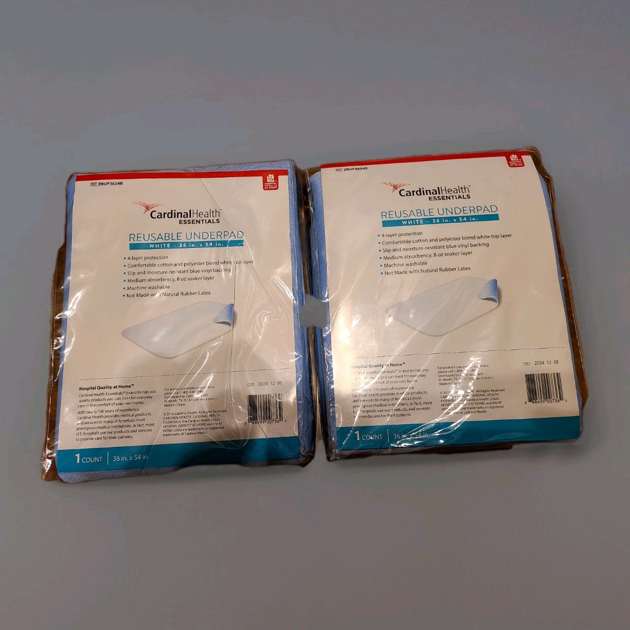 2pk NEW Cardinal Health Essentials Reusable Underpad 36X54 inches