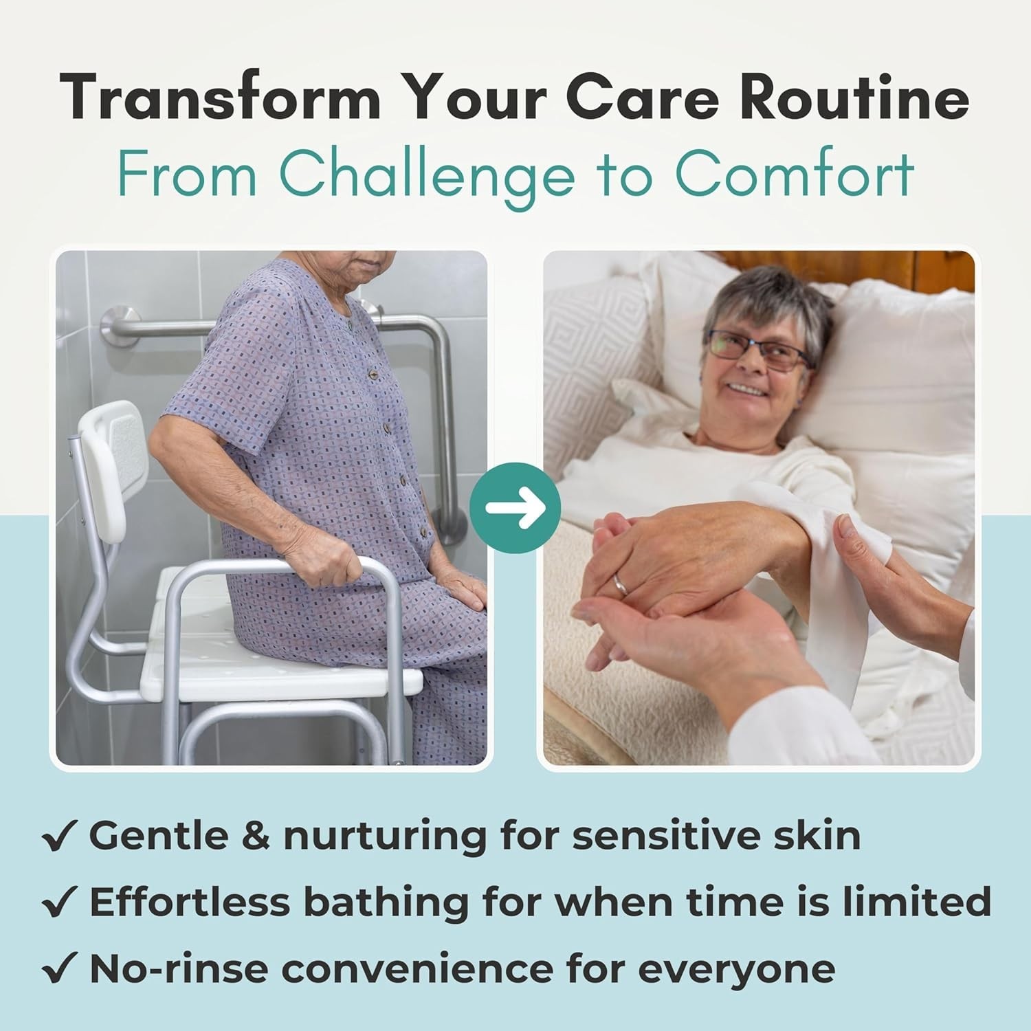 Nurture XL Ultra Thick Body Wipes for Adults w/Aloe | 40 Extra Large Disposab.