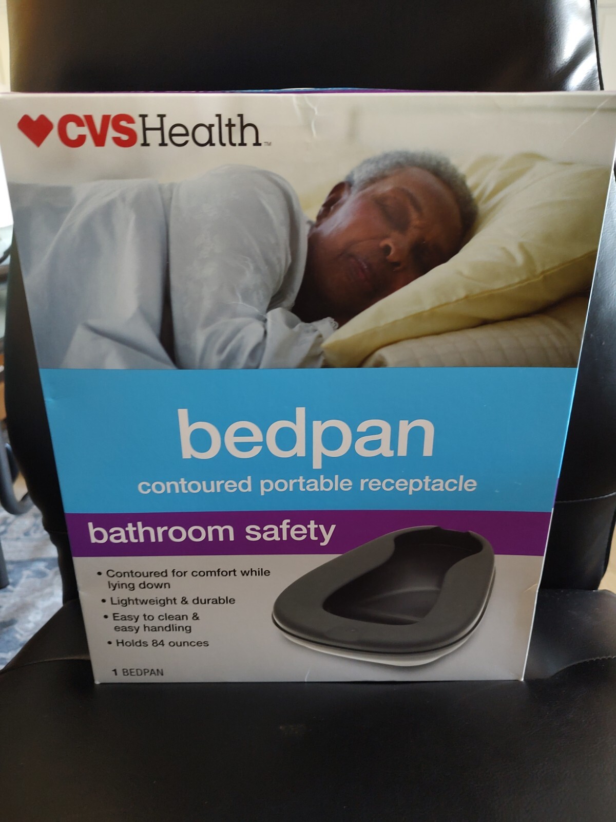 CVS Health Contoured Portable Bedpan – Lightweight, Durable, Easy Clean – 84 oz