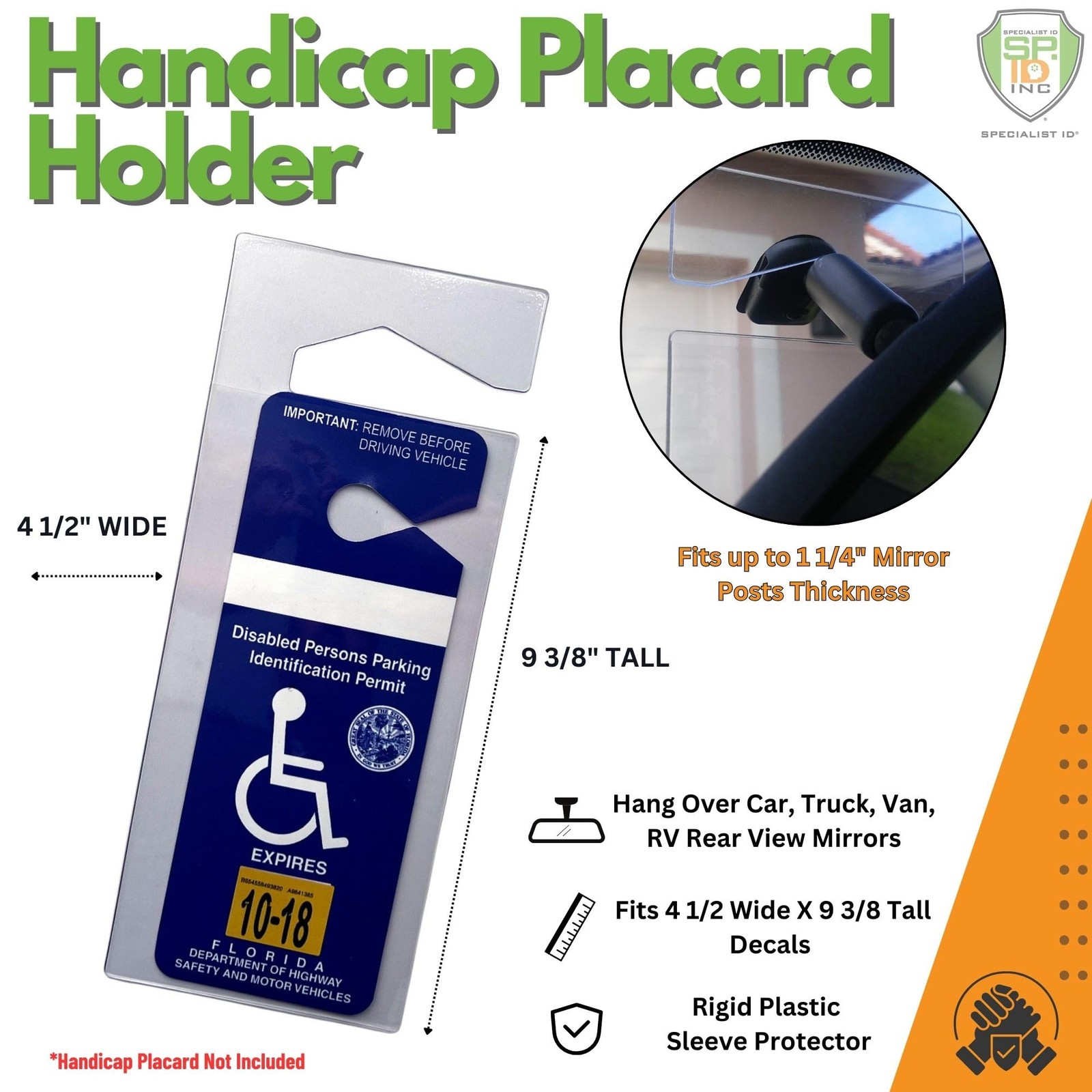 Clear Handicap Parking Placard Protective Holder Rear View Mirror Disability…