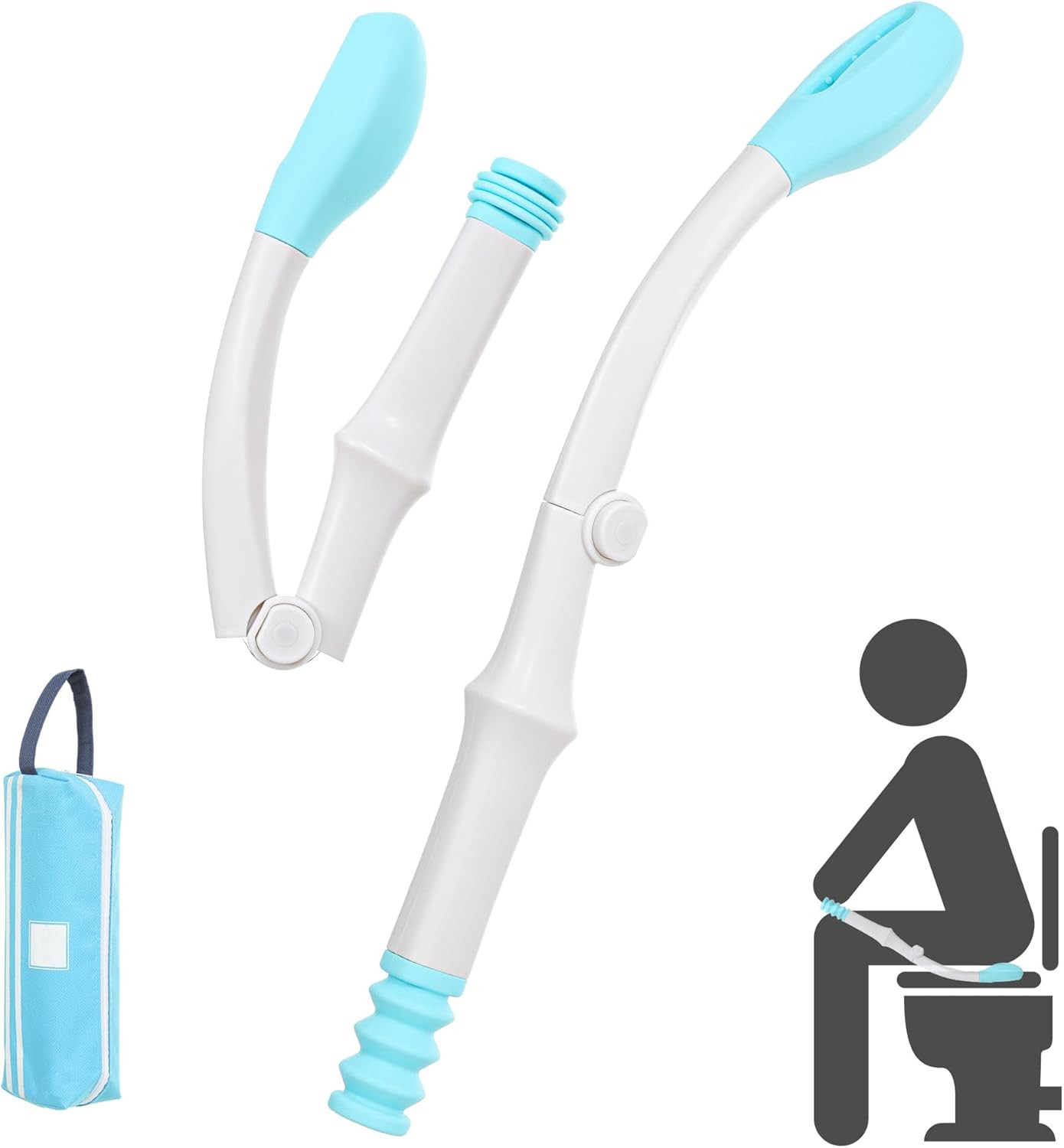 Portable Toilet Aids for Wiping – 15.7” Press to Fold Long Reach Comfort Bott…